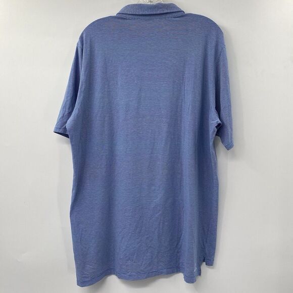 B. Draddy Men's Large Cotton Blend Blue Striped Stretch‎ Short Sleeve Golf Polo - Picture 3 of 6